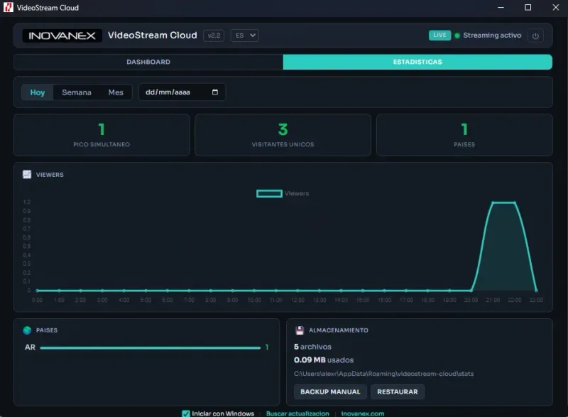 VideoStream Cloud: pantalla 2