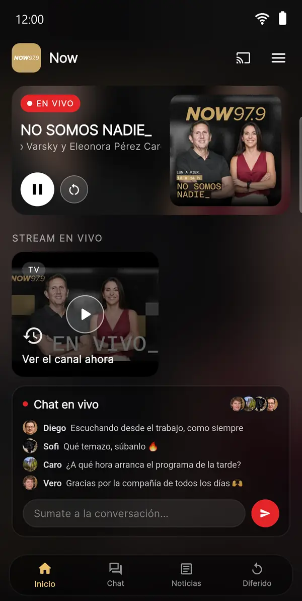 Apps móviles para radios y canales: pantalla 2