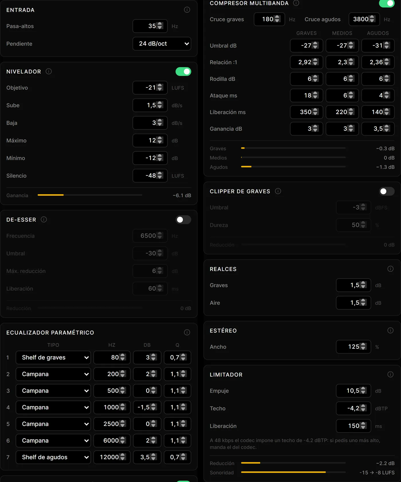 Transmisor INOVANEX: pantalla 2